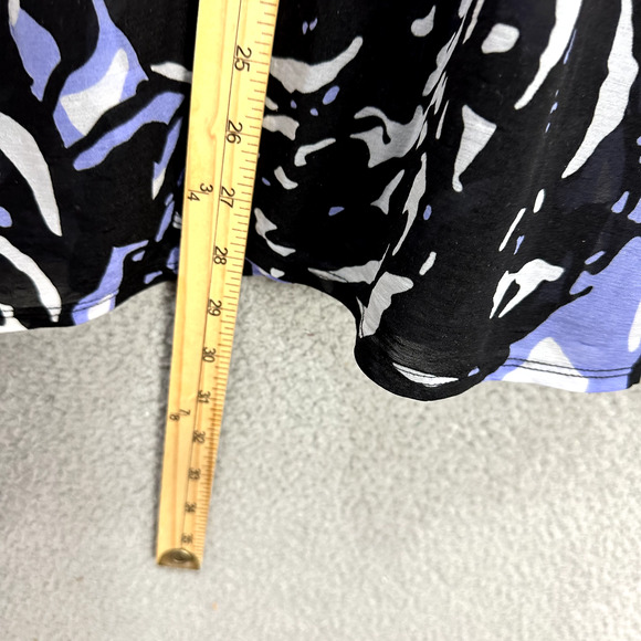 Dana Buchman Popover top Womens XL Black 3D Rose Sheer Mesh Long Sleeve Boho Art - Picture 6 of 7